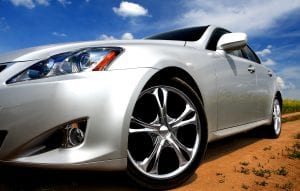Sport car silver sports car on desert land
