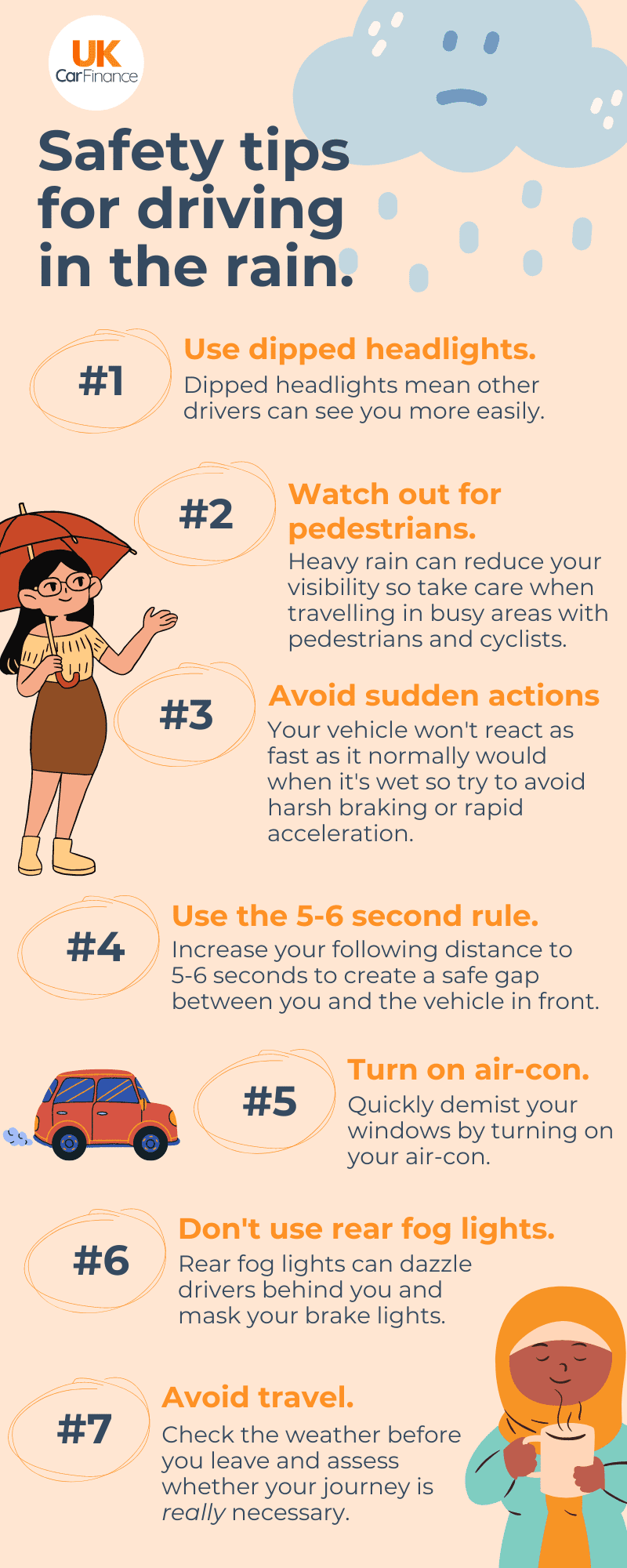 safety tips for driving in the rain infographic