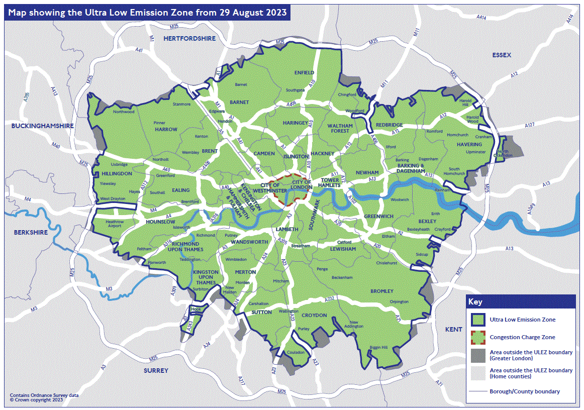 London ULEZ Map Aug 2023
