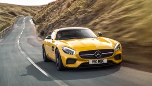 yellow mercedes amg gt