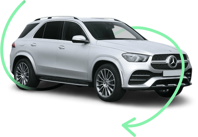 Car with arrow pointing to Apply now button